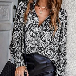 Snakeskin print button up shirt